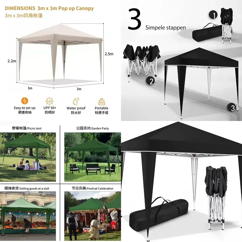 Tente pliante 300x300x220cm, i - Outdoor Camping Exhibition avis et prix